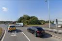 The A303 Cartgate Roundabout is partially blocked 'due to an incident'. Picture: Google Street View