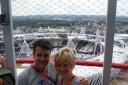 ADAM Down and his sister Michelle Hyams on top of the Orbit in the Olympic Park.