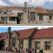 Buckland St Mary SChool's roofs, pictured before and after funding