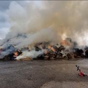 BLAZE: Haystack fire in Ash, Somerset. Pic: Somerton Fire Station