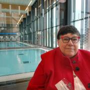 Councillor Val Keitch at the opening of Chard Leisure Centre in 2021.