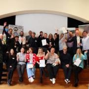 Youth workers, young people, councillors and commissioners at the certificate presentation. Picture: Somerset Community Foundation