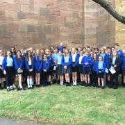 A group of pupils visiting the Minster in Taunton