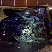 Devon and Cornwall police roads policing team image of wrecked car