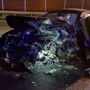 The wreckage of the BMW following the collision. Picture: Devon and Cornwall Police