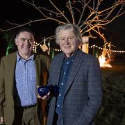 Richard Johnson, head cider maker at Thatchers, with James Pullen, recipient of Thatchers’ Apple Grower of the Year award,  presented at the recent annual Wassail.