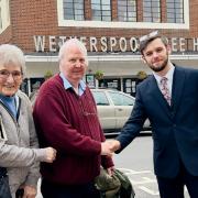 Cllr Connor Payne with S&B Cinemas owners Hugh and Beryl Scott