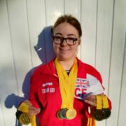 HAUL: Caroline Faithfull returned from Paris with 10 swimming medals.