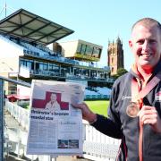 BRONZE: Rob Paxton with his Commonwealth Games medal (and Chard & Ilminster News!) in Taunton last Friday. Pic: Steve Richardson
