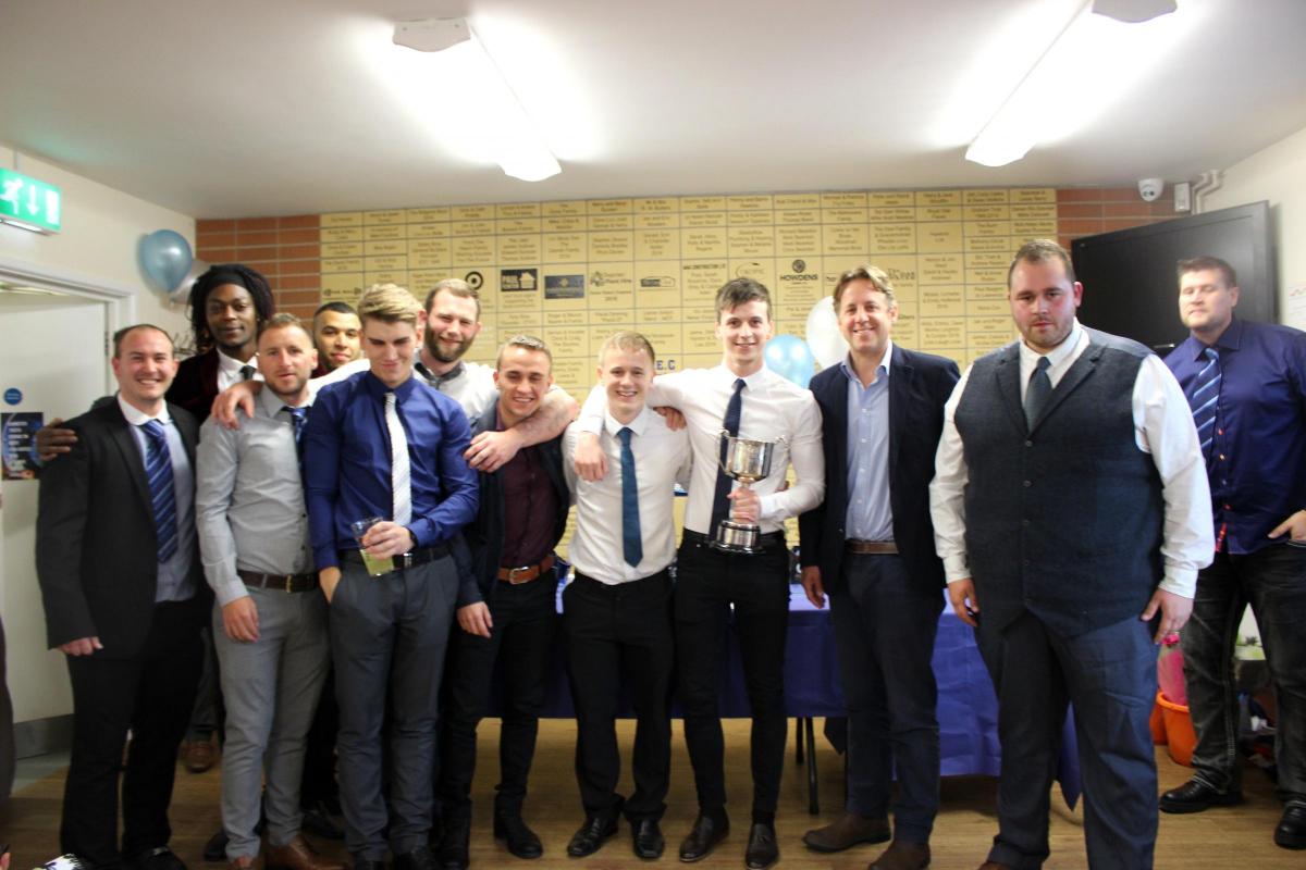 Marcus Fysh alongside Manager James Govier and the Division 7 champions, the Men's Reserves.