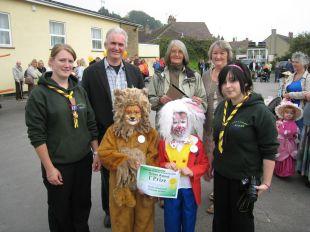 Representatives of the South Somerset Climate Action Group Jon Lewes, Pamela Sellers and Wendy Best with the beaver colony