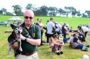 Ferne Animal Sanctuary Dog Show ; near Chard ; Martin Wallbank with Poppy