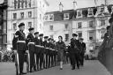 Queen Elizabeth ll inspects members of the guard in Court Square, Carlisle, during a visit to the city in October 1958