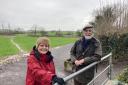Mendip District Council leader Ros Wyke and Strawberry Line Society chairman Mick Fletcher on the newest section of the Strawberry Line in Westbury Sub Mendip.