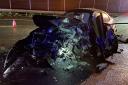 Devon and Cornwall police roads policing team image of wrecked car