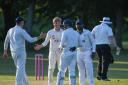 Lachlan Rice celebrates a wicket.