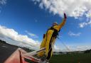 STAR: Patricia on her Wing Walk. Pic: Wingwalk buzz