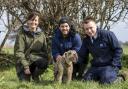 Zoe, Nick and RSPCA officer Dean with Arlo after the rescue