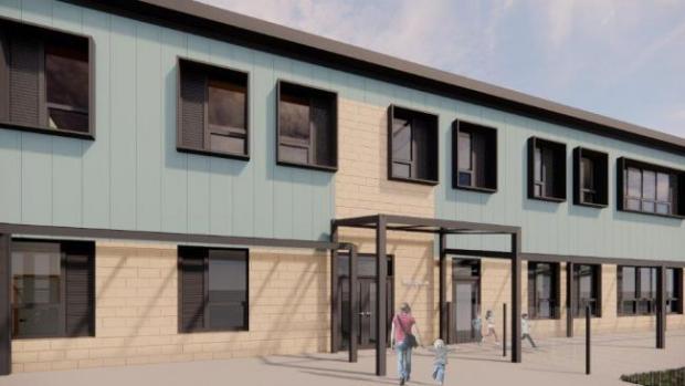 Chard & Ilminster News: NEW SCHOOL: A computer-generated image of how the 'Passivhaus' primary school in Comeytrowe could look