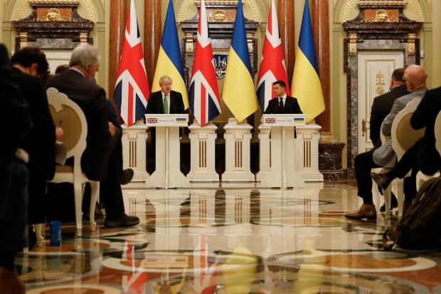 Chard & Ilminster News: Prime Minister Boris Johnson in Kyiv, Ukraine attends a joint news conference after he held crisis talks with Ukrainian president Volodymyr Zelensky. Picture via PA taken on Tuesday February 1, 2022.
