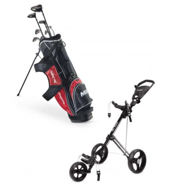 Chard & Ilminster News: Clubs & 3 Wheel Golf Trolley Set (Aldi)