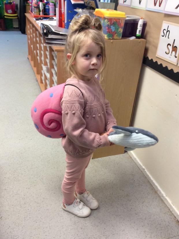 Chard & Ilminster News: Julia Donaldson's 'The Snail and the Whale' provided the inspiration for this outfit.