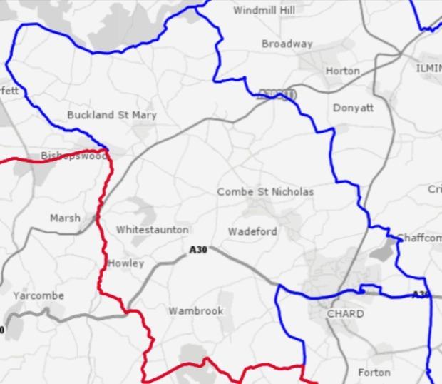 Chard & Ilminster News: Map Of The Chard North Division. CREDIT: Somerset Intelligence. Free to use for all BBC wire partners.