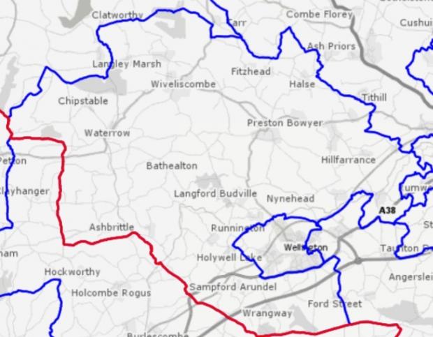 Chard & Ilminster News: Map Of The Upper Tone Division. CREDIT: Somerset Intelligence. Free to use for all BBC wire partners.