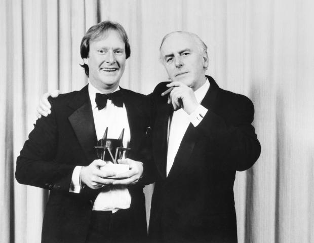 Chard & Ilminster News: Minder stars, Dennis Waterman (left) and George Cole with the Editor's Special Award for the programme at the TV Times magazine's awards ceremony. Picture: PA