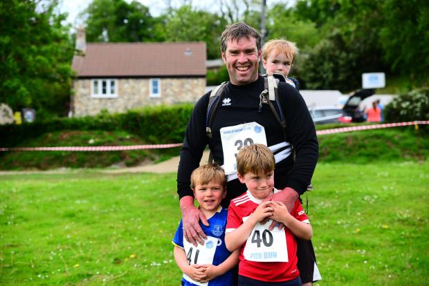 Chard & Ilminster News: Jason Hutchings, with his children Frederick, Albert and Norman