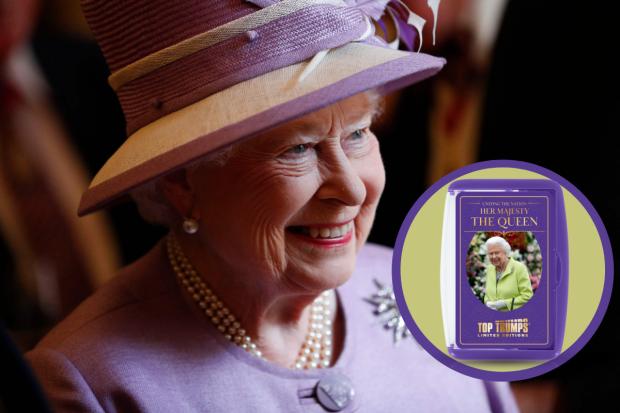 (Background) The Queen. (PA) (Circle) HM Queen Elizabeth II Limited Edition Top Trumps Card Game (Winning Moves/ Top Trumps)