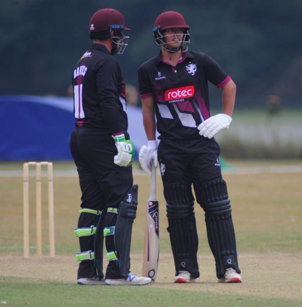 Chard & Ilminster News: Josh Thomas with Steve Davies in Truro. Picture: Somerset County Cricket Club