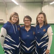 TRIO: Ilminster Bowling Club's Kirsty Hembrow, Lyn Beale and Debbie Hawker
