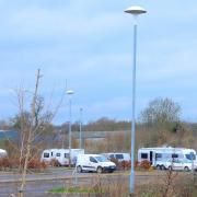 ENCAMPMENT: Travellers pitched up at a park and ride site in Taunton