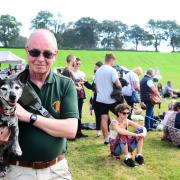 Ferne Animal Sanctuary Dog Show ; near Chard ; Martin Wallbank with Poppy
