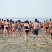 Stock image of a New Year's Day dip