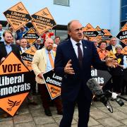 Liberal Democrat leader Ed Davey MP addresses supporters and the press in Taunton. Picture: Steve Richardson