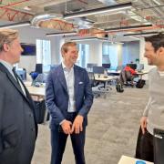 Marcus Fysh MP (left) visited Revolut's headquarters in London on Tuesday as part of his ministerial role.