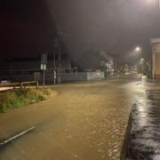 Floodwater near the Tesco supermarket on Shudrick Lane in Ilminster, pictured in October 2021