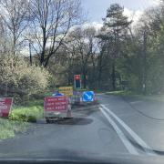 Roadworks on the A30 near the Devon and Somerset border.