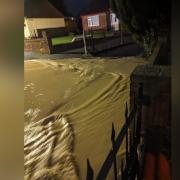 The photo shows the level of water near the house in Chard yesterday night (November 1)
