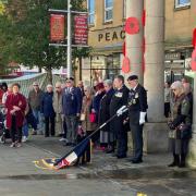 The Chard community observed the two-minute silence outside the Guildhall