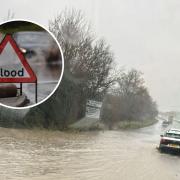 A flooded road in South Somerset yesterday (Monday, December 4)