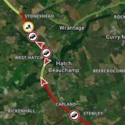 A map showing the road closure on the A358