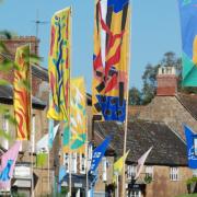 A photo of the flags in the town centre