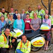 The Blood Bike charity, Yeovil Freewheelers received a donation of £200 from The Star Quilters of Yeovil.