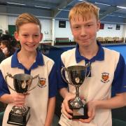 DELIGHT: Oli Collins (left) and Leo Bonning with their trophies from the Somerset School of Excellence.