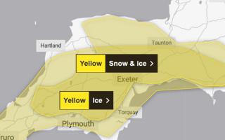 This Met Office map shows where the new warning for ice will be in place